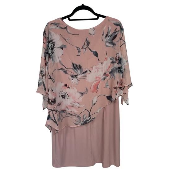Frank Lyman Montreal Overlay Floral Print Dress Light Pink Womens Plus Size 18 - Picture 6 of 7